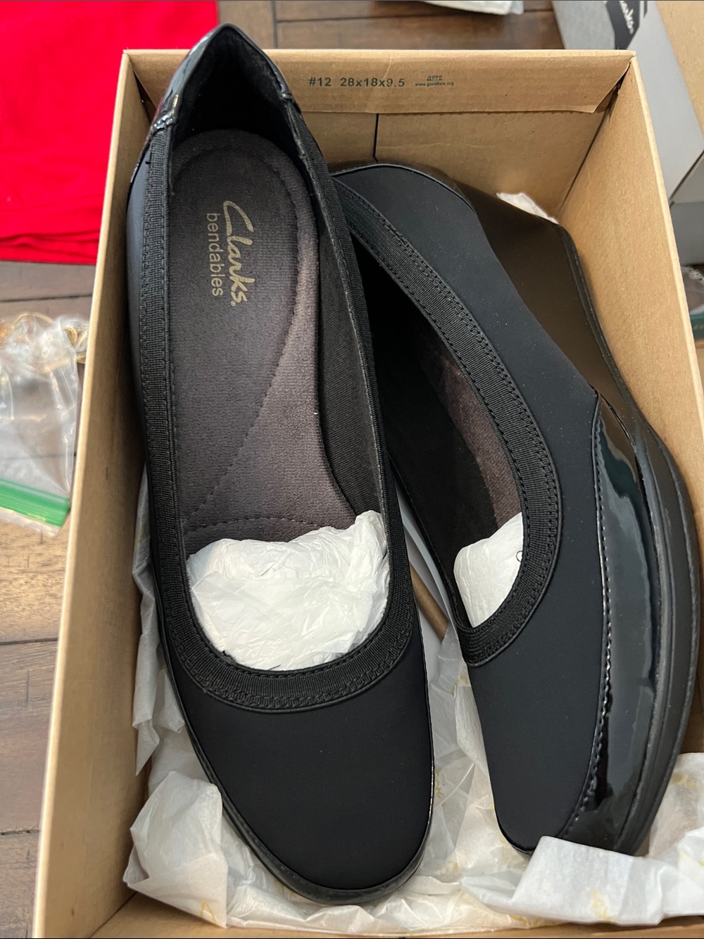 Clarks Black Slip-On Wedge Flats - Picture 3 of 6